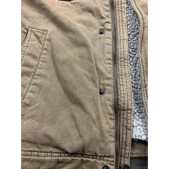 Levis Jacket Mens M Brown Sherpa Lined Canvas Chore Coat Barn Field Hooded - Picture 4 of 8